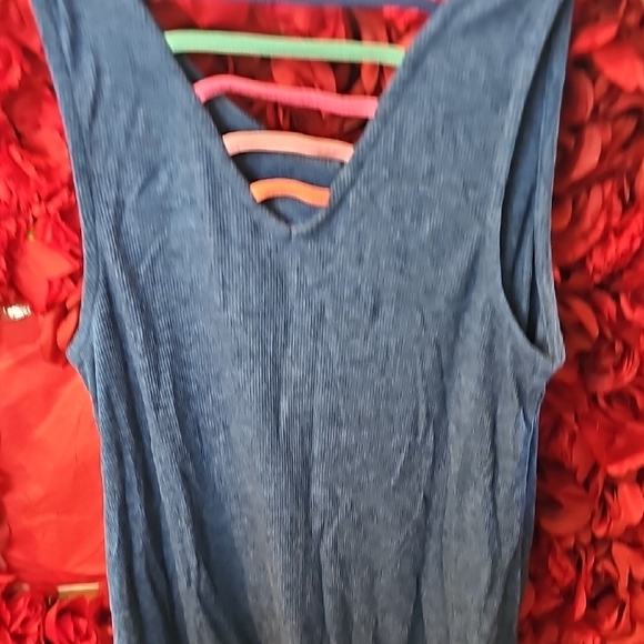 SO Blue Girls Sleeveless Dress with Rainbow Embroidery Size XXL (16) - Picture 6 of 7